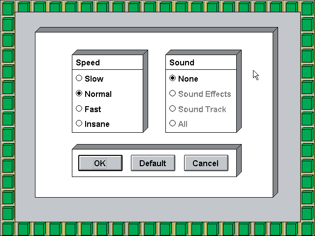 Tiles and Tribulations (Windows 3.x) screenshot: The in-game configuration options