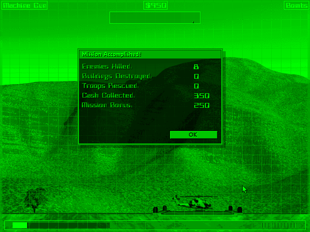 Cobra Gunship (DOS) screenshot: Mission complete.