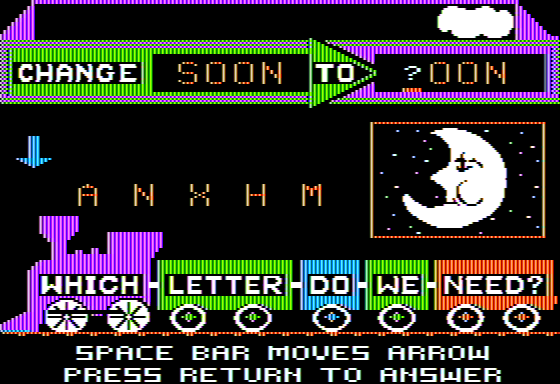 The Spelling Bee (Apple II) screenshot: Word Train