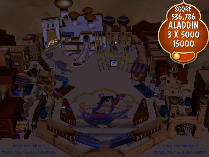 Aladdin Pinball (Windows) screenshot: Agrabah at night.