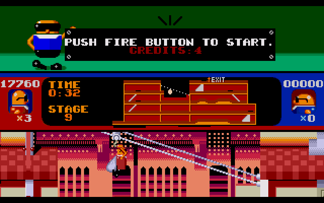 Bonanza Bros. (Amiga) screenshot: Nice night to go flying, isn't it, Robo?