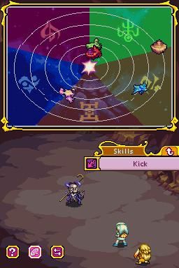 Magical Starsign (Nintendo DS) screenshot: You don't have to use magic, you can also kick.