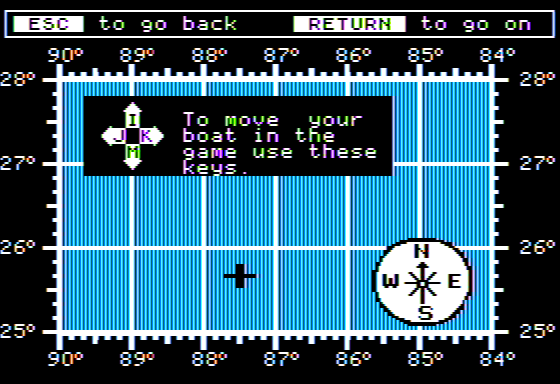 The Voyage of the Mimi: Maps and Navigation (Apple II) screenshot: Pirate's Gold - Instructions