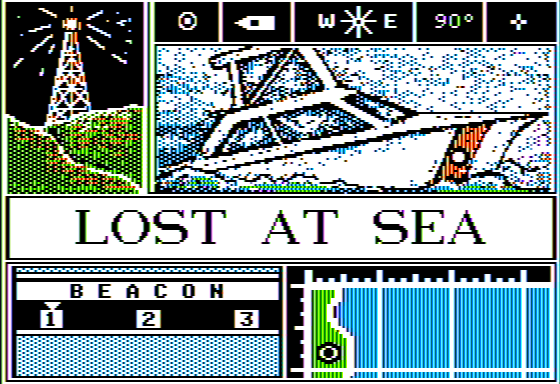 The Voyage of the Mimi: Maps and Navigation (Apple II) screenshot: Lost at Sea - Title Screen