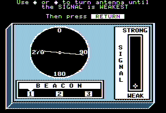 The Voyage of the Mimi: Maps and Navigation (Apple II) screenshot: Lost at Sea - Detecting a Radio Signal