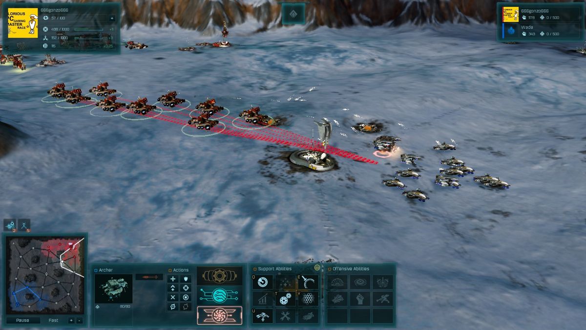 Ashes of the Singularity: Escalation (Windows) screenshot: Attack on neutral