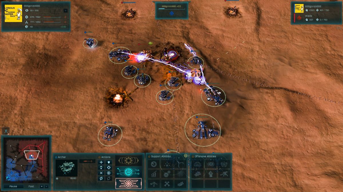 Ashes of the Singularity: Escalation (Windows) screenshot: Electrocuting enemies