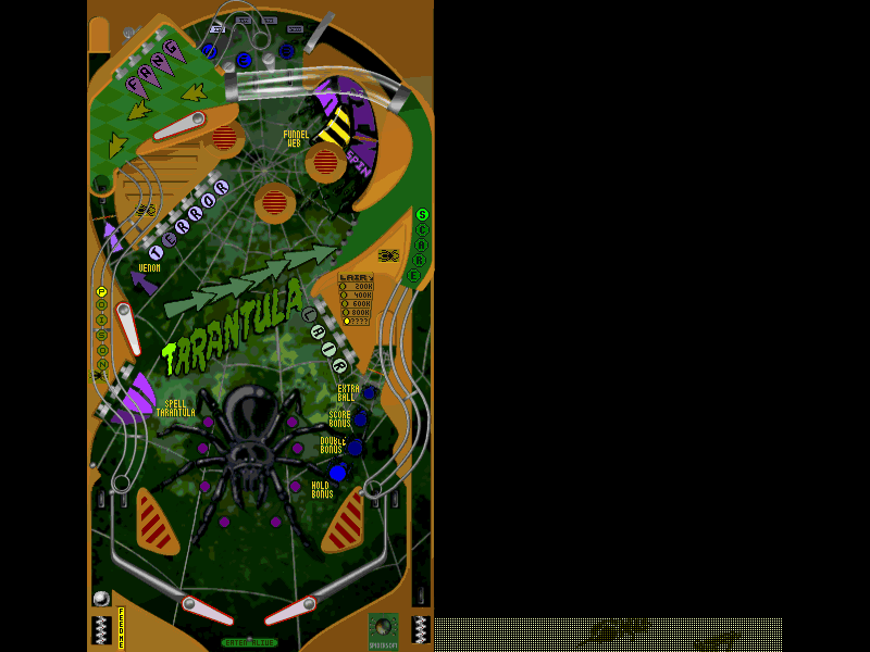 Total Pinball 3D (DOS) screenshot: Tarantula table - Hi-res 800x600