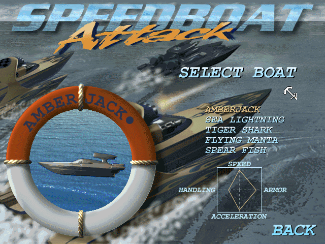 Speedboat Attack (Windows) screenshot: Boat selection menu