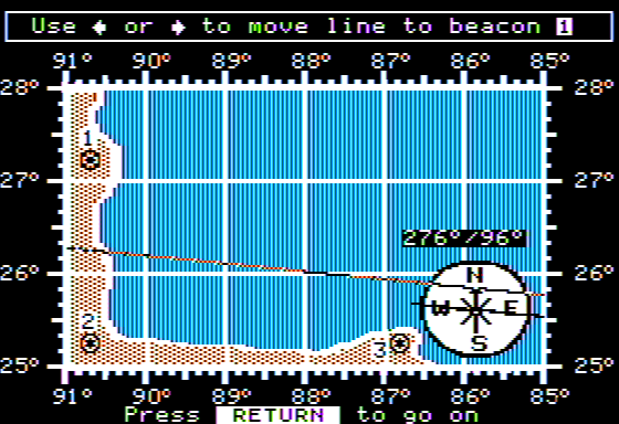 The Voyage of the Mimi: Maps and Navigation (Apple II) screenshot: Lost at Sea - Plotting my Signal