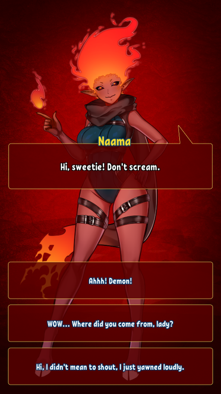 Sinful Puzzle: Dates Inferno (Browser) screenshot: Naama -- the first monster girl you meet, and also your guide