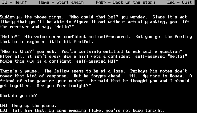 Love's Fiery Imbroglio (DOS) screenshot: The plot thickens
