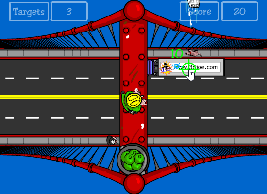 Golden Gate Drop (Browser) screenshot: Truck got hit