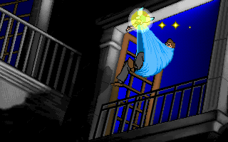 Hook (DOS) screenshot: Tinker Bell flies Peter to Neverland