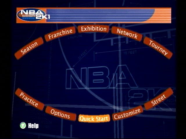 NBA 2K1 (Dreamcast) screenshot: Main menu