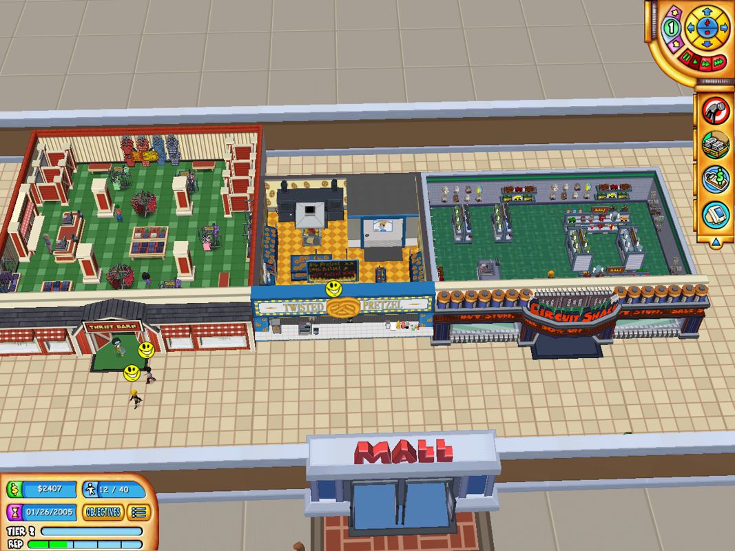 Mall Tycoon 3 (Windows) screenshot: The first few shops