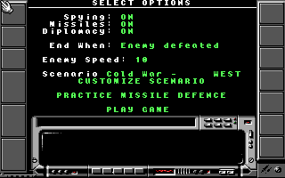 The Final Conflict (DOS) screenshot: Menu (EGA)