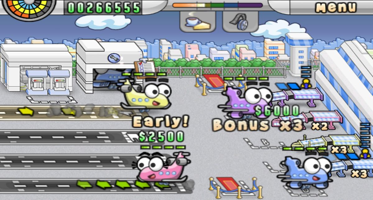 Airport Mania: First Flight (Android) screenshot: The airport gets bigger and busier as you progress in the game