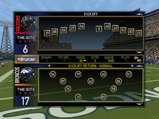 Madden NFL 2000 (Windows) screenshot: Play selection