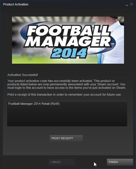 Football Manager 2014 (Windows) screenshot: Installing from DVD invokes the STEAM installation process which means that the STEAM activation key is needed before the install can begin