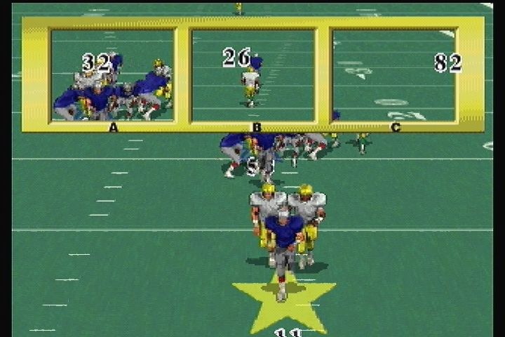 John Madden Football (3DO) screenshot: Passing plays show live windows of the receivers.