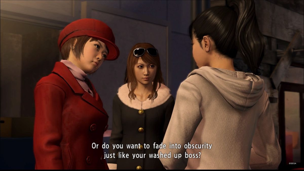 Yakuza 5 (PlayStation 4) screenshot: The T-Cup idol members are very condescending and resort to bullying Haruka
