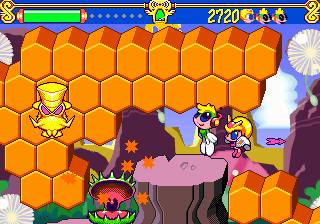 Tempo (SEGA 32X) screenshot: You can destroy honeycombs