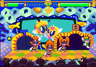 Tempo (SEGA 32X) screenshot: Three bees - the epitome of annoying bosses. They will dance an unskippable dance each time you loose the fight