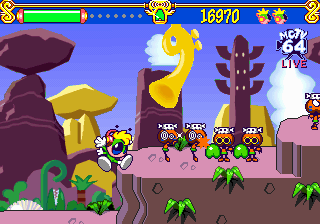 Tempo (SEGA 32X) screenshot: Murdering fellow bugs in the jungle