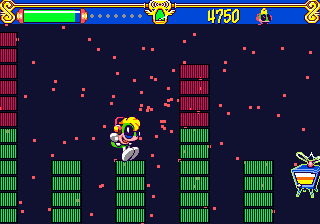 Tempo (SEGA 32X) screenshot: Jumping on sound equalizer which moves along with the music. This actually is a neat idea