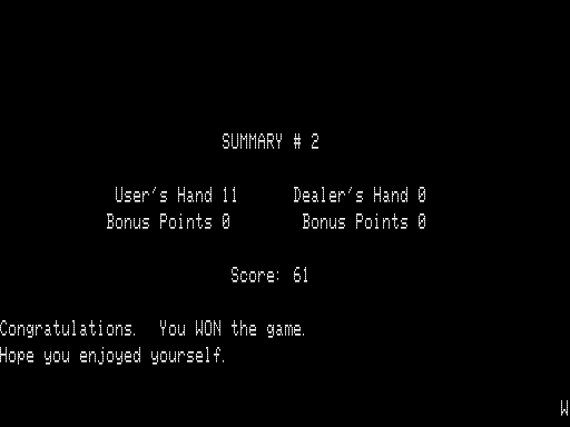 Banko (TRS-80) screenshot: I Win the Game
