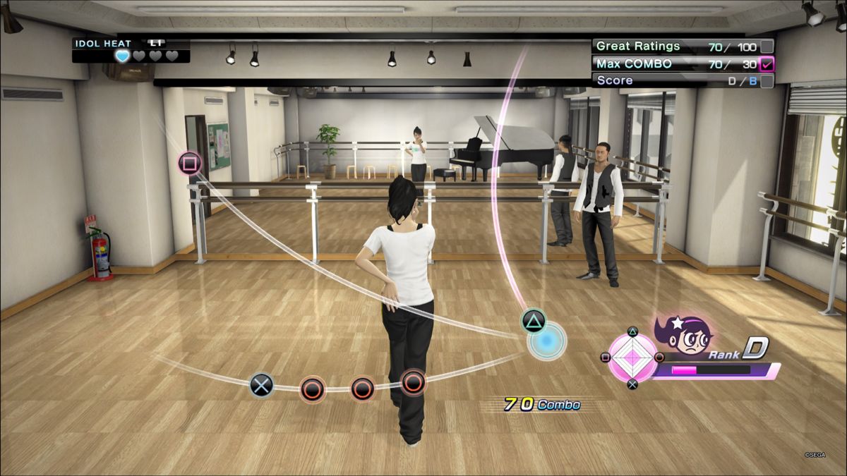 Yakuza 5 (PlayStation 4) screenshot: Haruka's dance practice