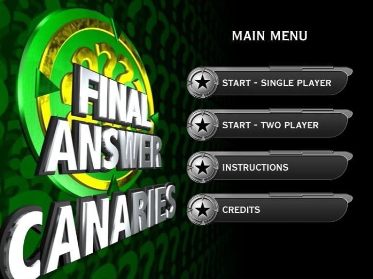 Final Answer: Norwich City (DVD Player) screenshot: The main menu