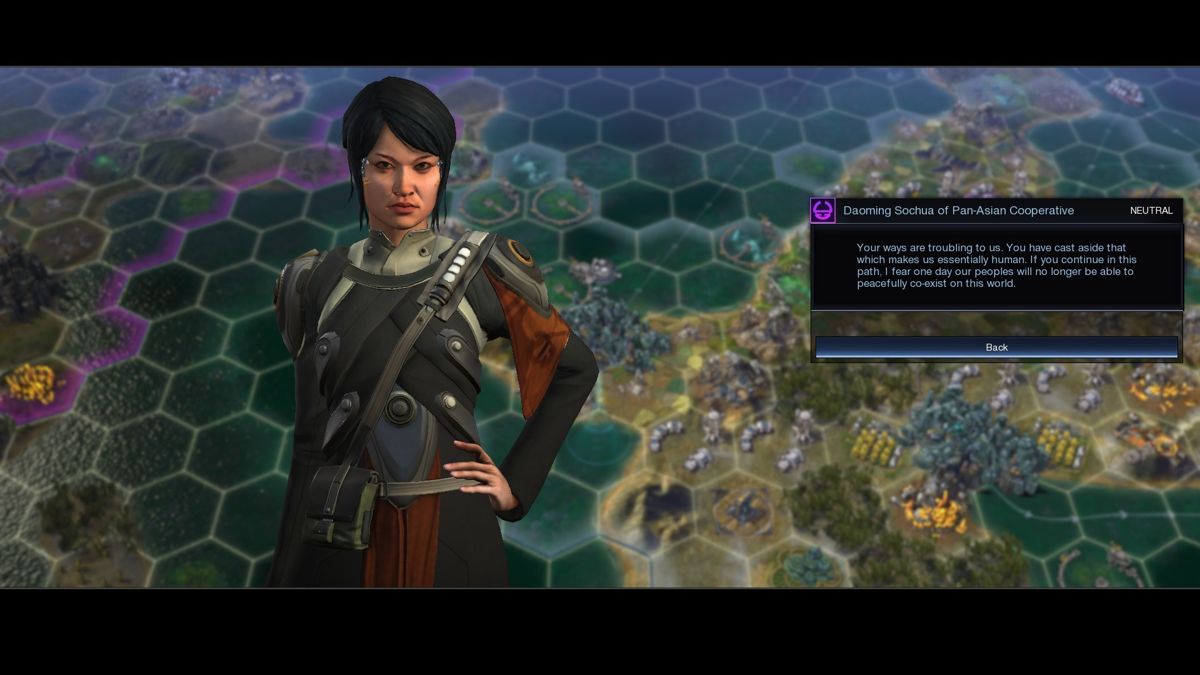 Sid Meier's Civilization: Beyond Earth (Windows) screenshot: Hypocrite.