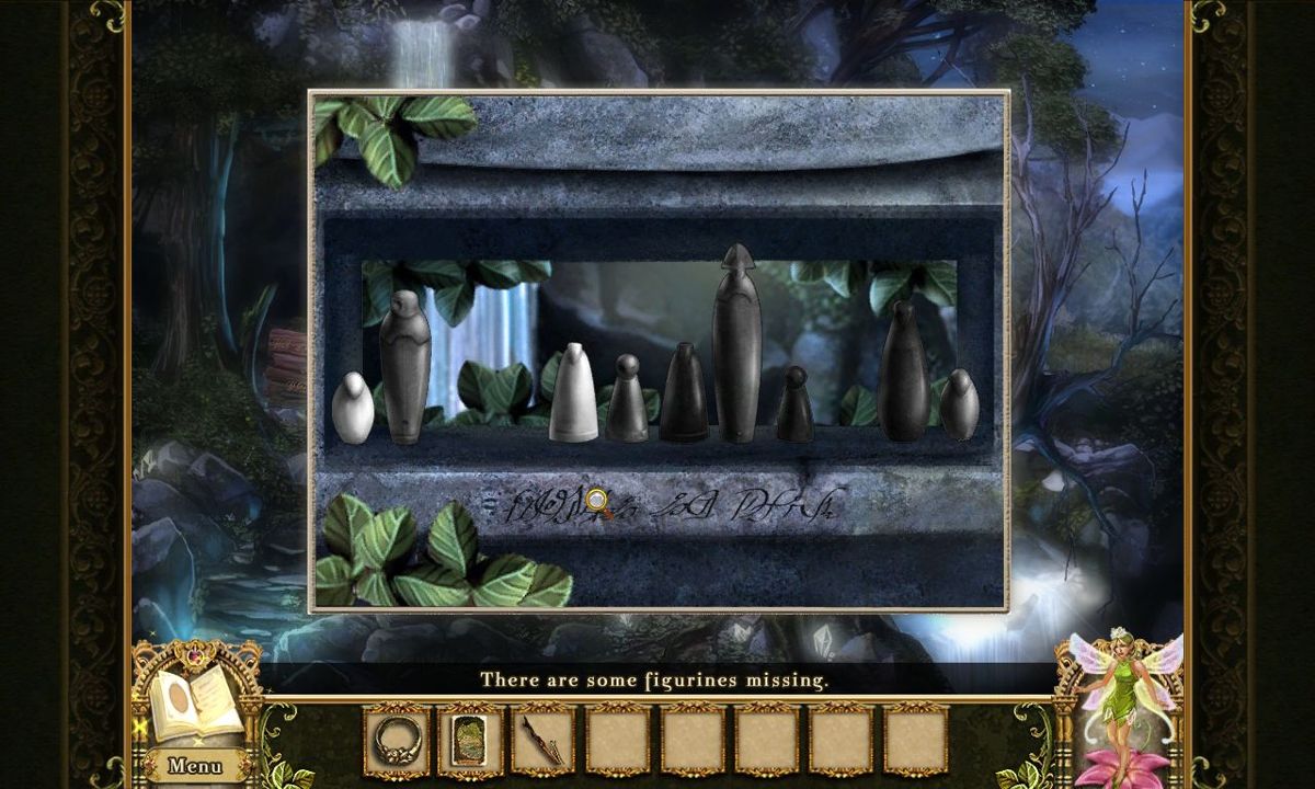 Awakening: Moonfell Wood (Windows) screenshot: Find and reassemble the missing figurines then arrange them according to the inscription<br><br>Big Fish demo