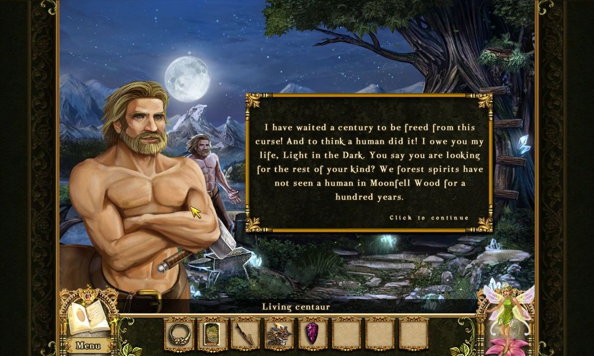 Awakening: Moonfell Wood (Windows) screenshot: Half a dozen more puzzles and we rescue a centaur