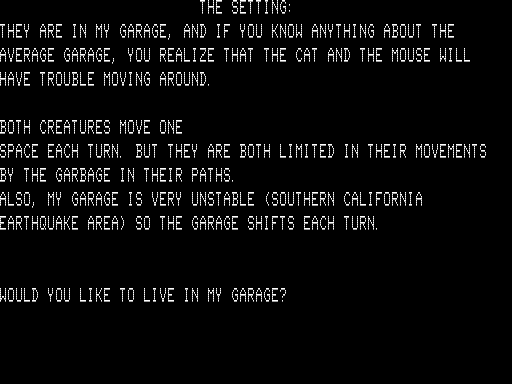 Cat and Mouse (TRS-80) screenshot: Instructions