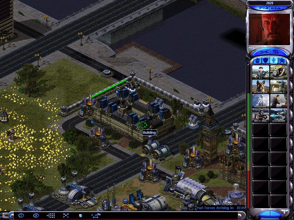Command & Conquer: Yuri's Revenge (Windows) screenshot: Yuri found out our location, we need to prepare our defenses