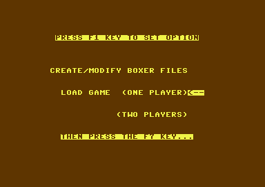 Computer Title Bout (Commodore 64) screenshot: One or two players