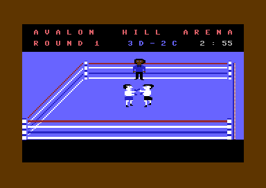 Computer Title Bout (Commodore 64) screenshot: The fight begins