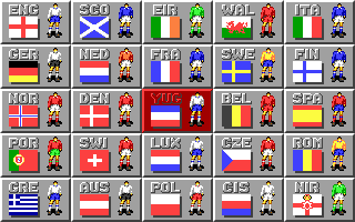 European Championship 1992 (DOS) screenshot: All Teams That Can Be Used