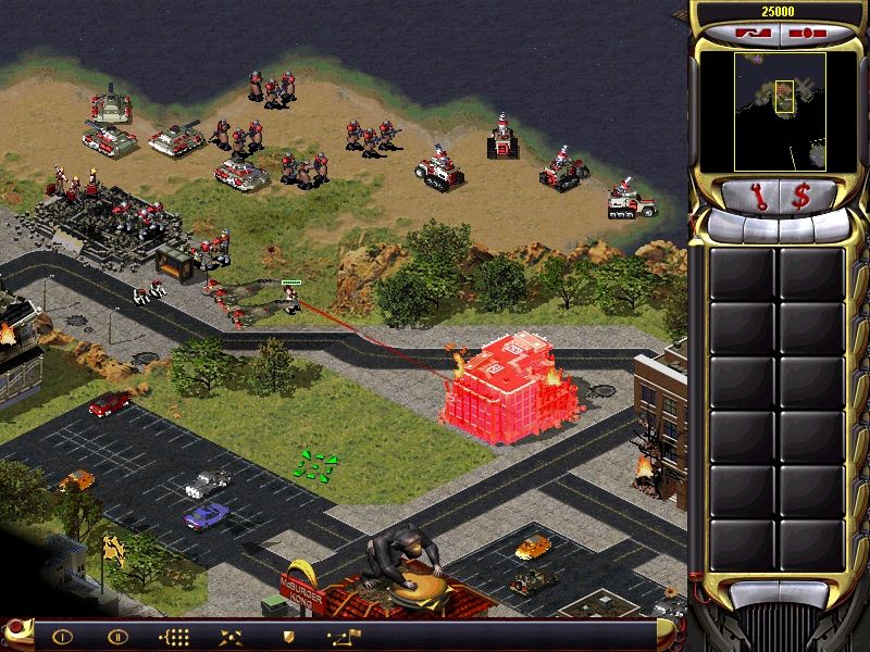 Command & Conquer: Yuri's Revenge (Windows) screenshot: With Yuri gone, Soviet forces got a new hero, Boris, that can among other things, plant an air strike beacon.