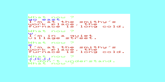 Sword of Hrakel (VIC-20) screenshot: Command not making any sense