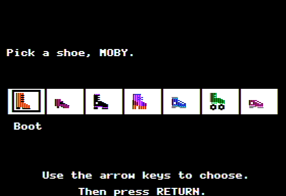 Sidewalk Sneakers (Apple II) screenshot: Choose the Playing Piece