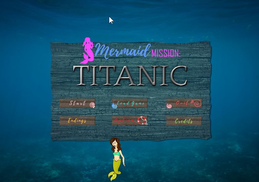 Mermaid Mission: Titanic (Windows) screenshot: The title screen and main menu