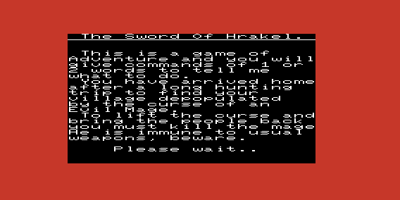 Sword of Hrakel (VIC-20) screenshot: Setting the scene
