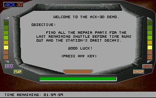 Station Escape (DOS) screenshot: Your objectives.