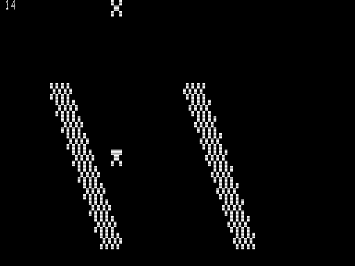 Collision! (TRS-80) screenshot: Starting the Race