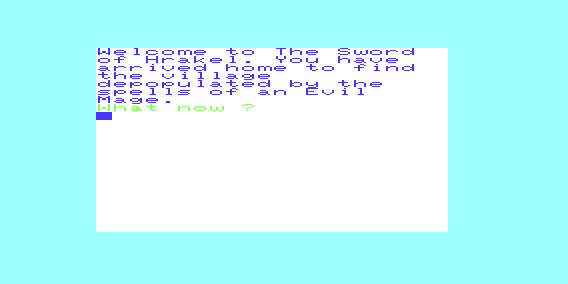 Sword of Hrakel (VIC-20) screenshot: Game start