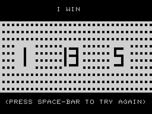 Nim (TRS-80) screenshot: The Computer Wins